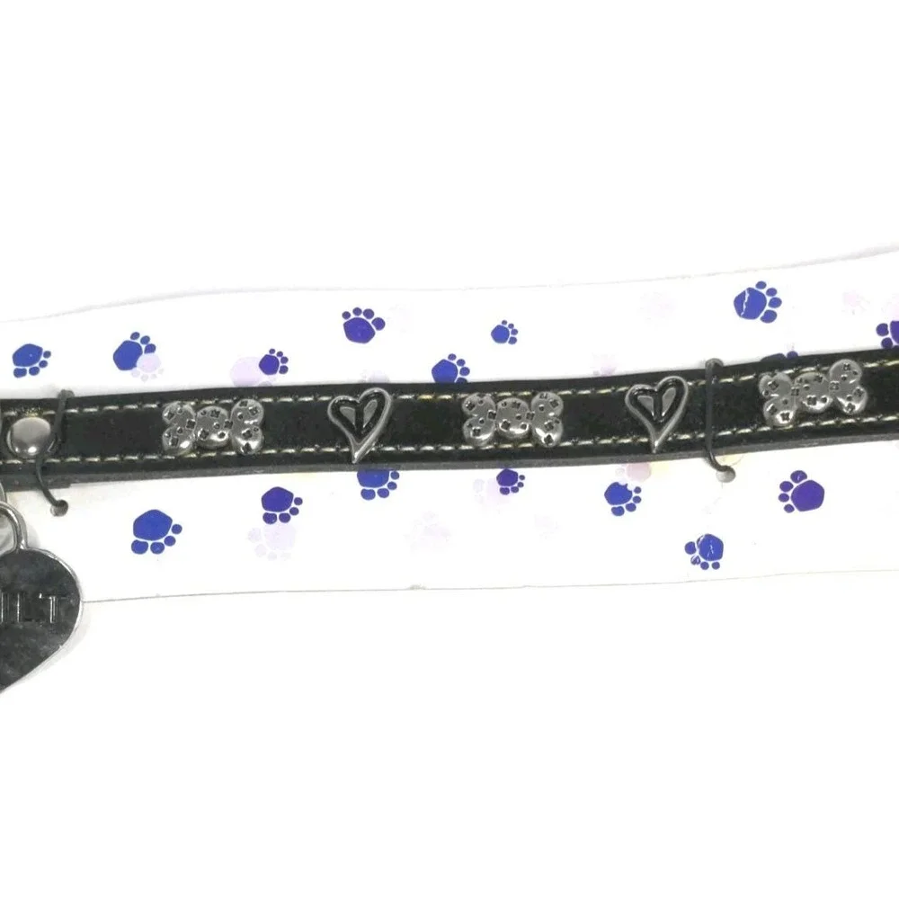 Hermitage Pottery Leather Dog Collar Small Heart Bow Vintage